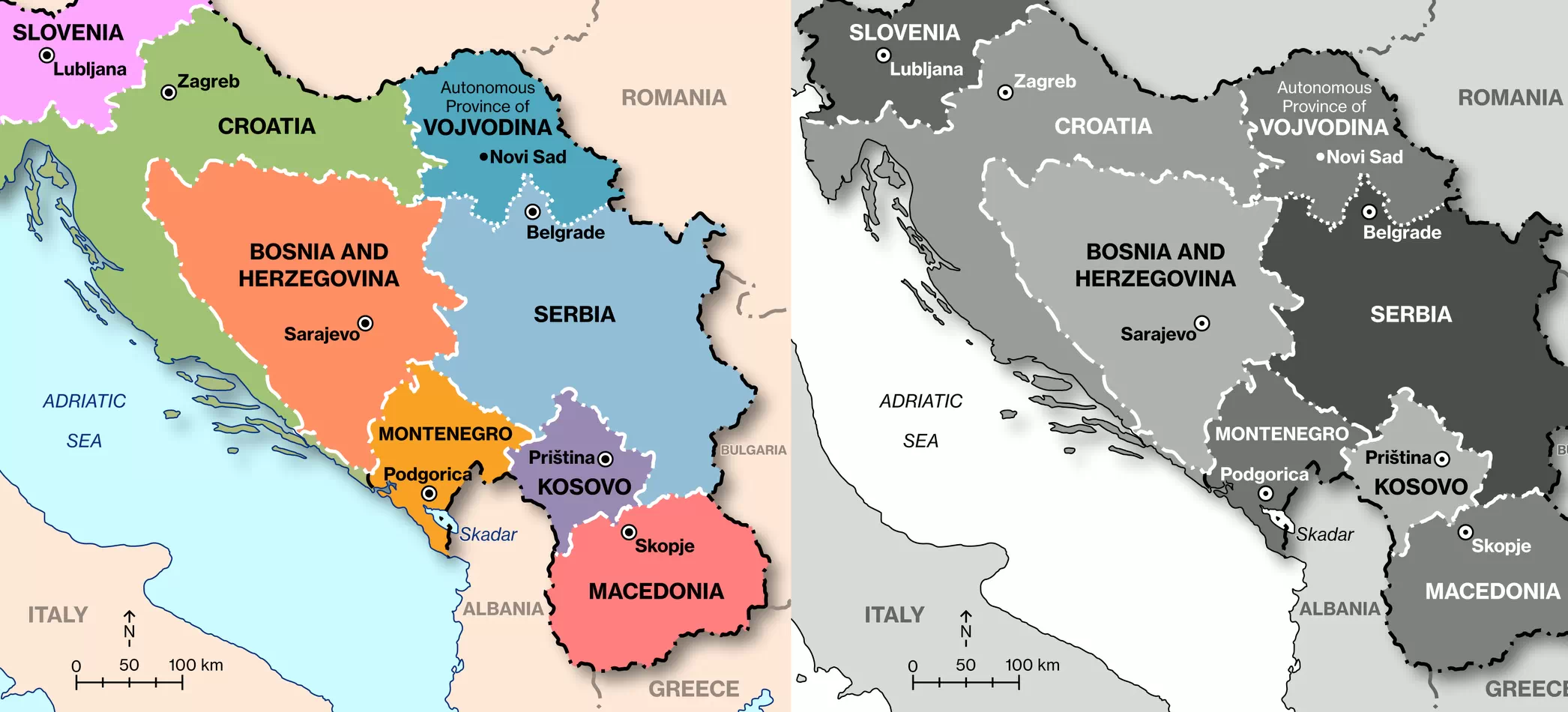 Countries formerly part of Yugoslavia