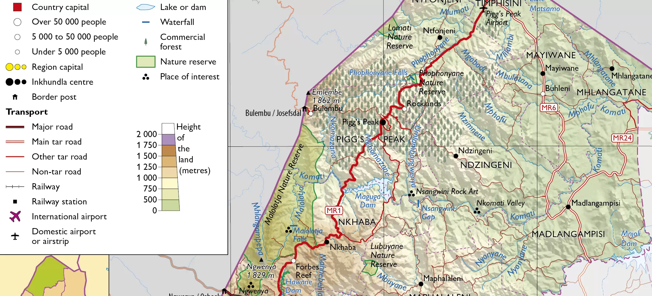 Hhohho District map from Eswatini Atlas